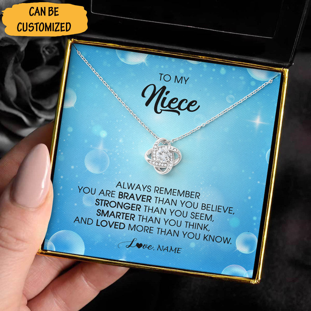 Personalized To My Niece Love Knot Necklace Always Remember You Are Braver Necklace For Niece