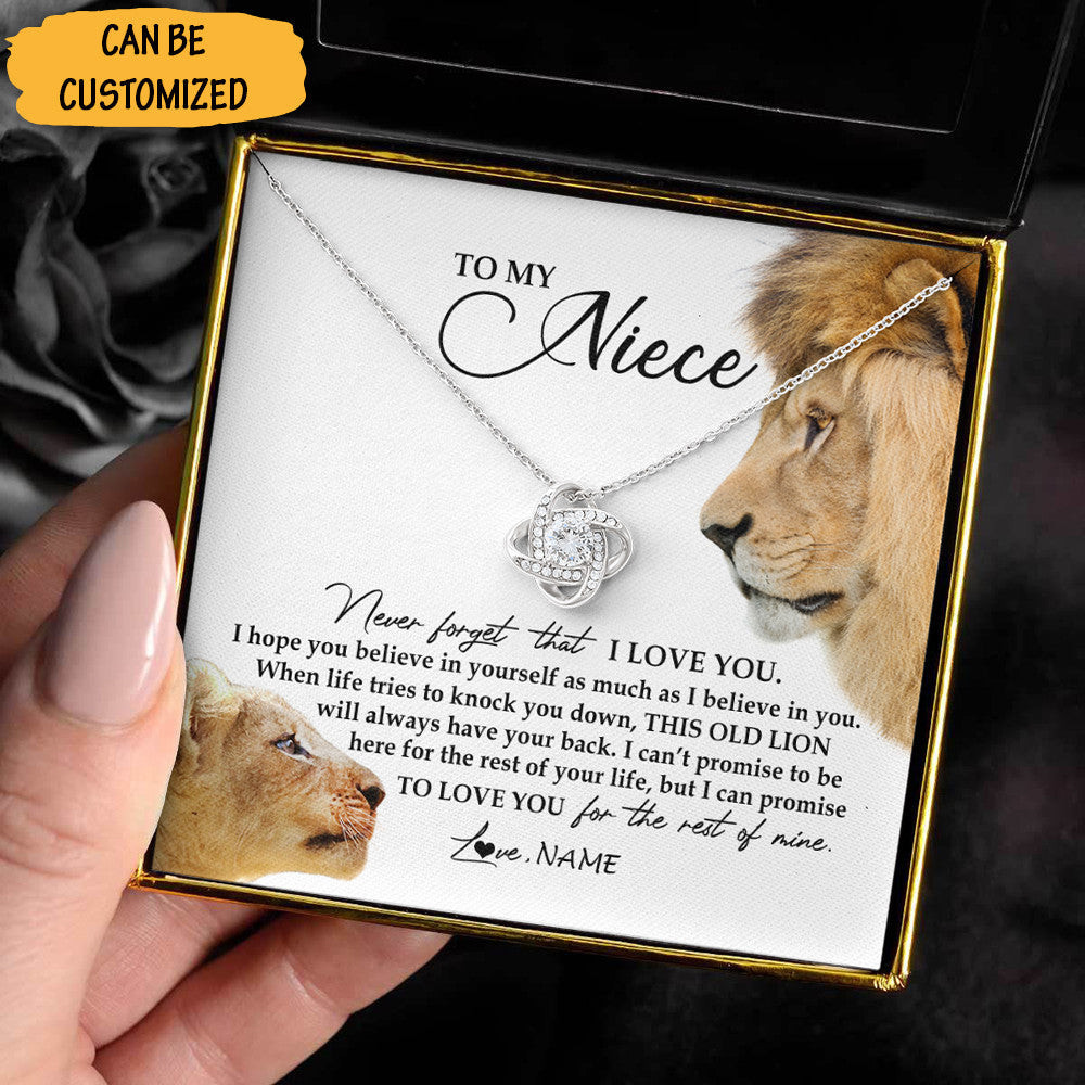 Personalized To My Niece Love Knot Necklace Silver Lion I Love You Necklace Birthday Gifts For Niece From Uncle Personalized To My Niece Love Knot Necklace Silver Lion I Love You Necklace Birthday Gifts For Niece From Uncle