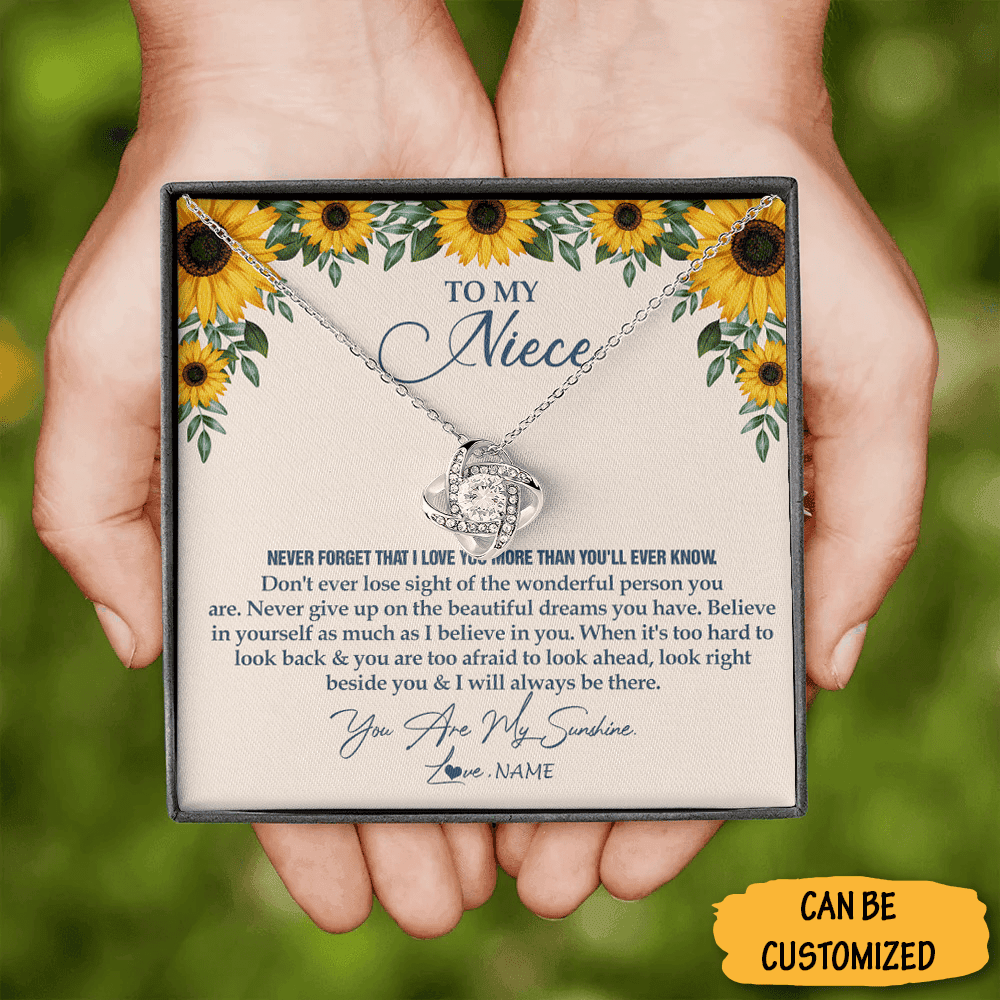 Personalized To My Niece Love Knot Necklace You Are My Sunshine Necklace For Niece From Aunt Personalized To My Niece Love Knot Necklace You Are My Sunshine Necklace For Niece From Aunt