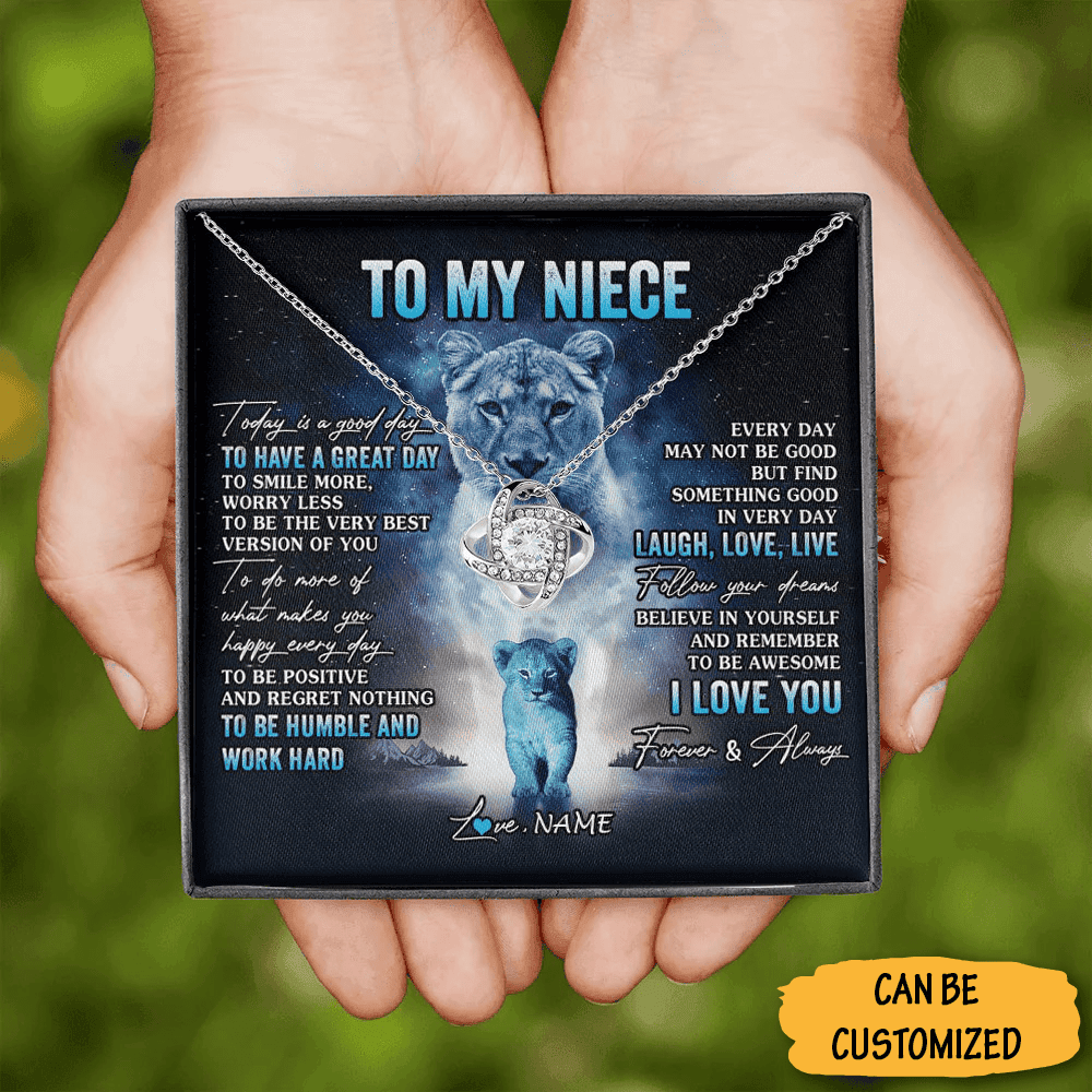 Personalized To My Niece Necklace Lion Love Knot Necklace With Message Card Cool Uncle Gifts For Niece Personalized To My Niece Necklace Lion Love Knot Necklace With Message Card Cool Uncle Gifts For Niece