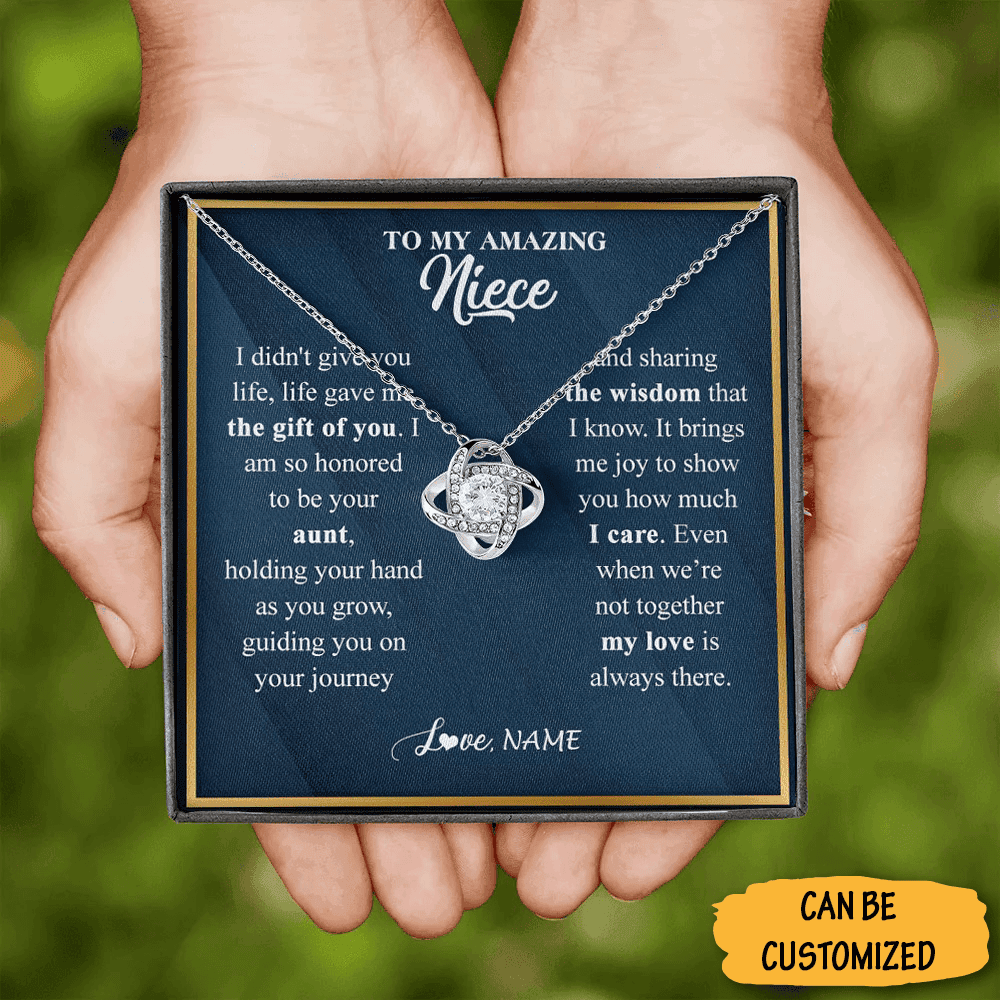 Personalized To My Niece Necklace Sterling Silver Love Knot Necklace Christmas Gift For Adult Niece
