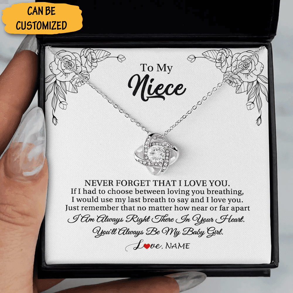 Personalized To My Niece Necklace Sterling Silver Love Knot Necklace With Meaningful Messages Card Personalized To My Niece Necklace Sterling Silver Love Knot Necklace With Meaningful Messages Card