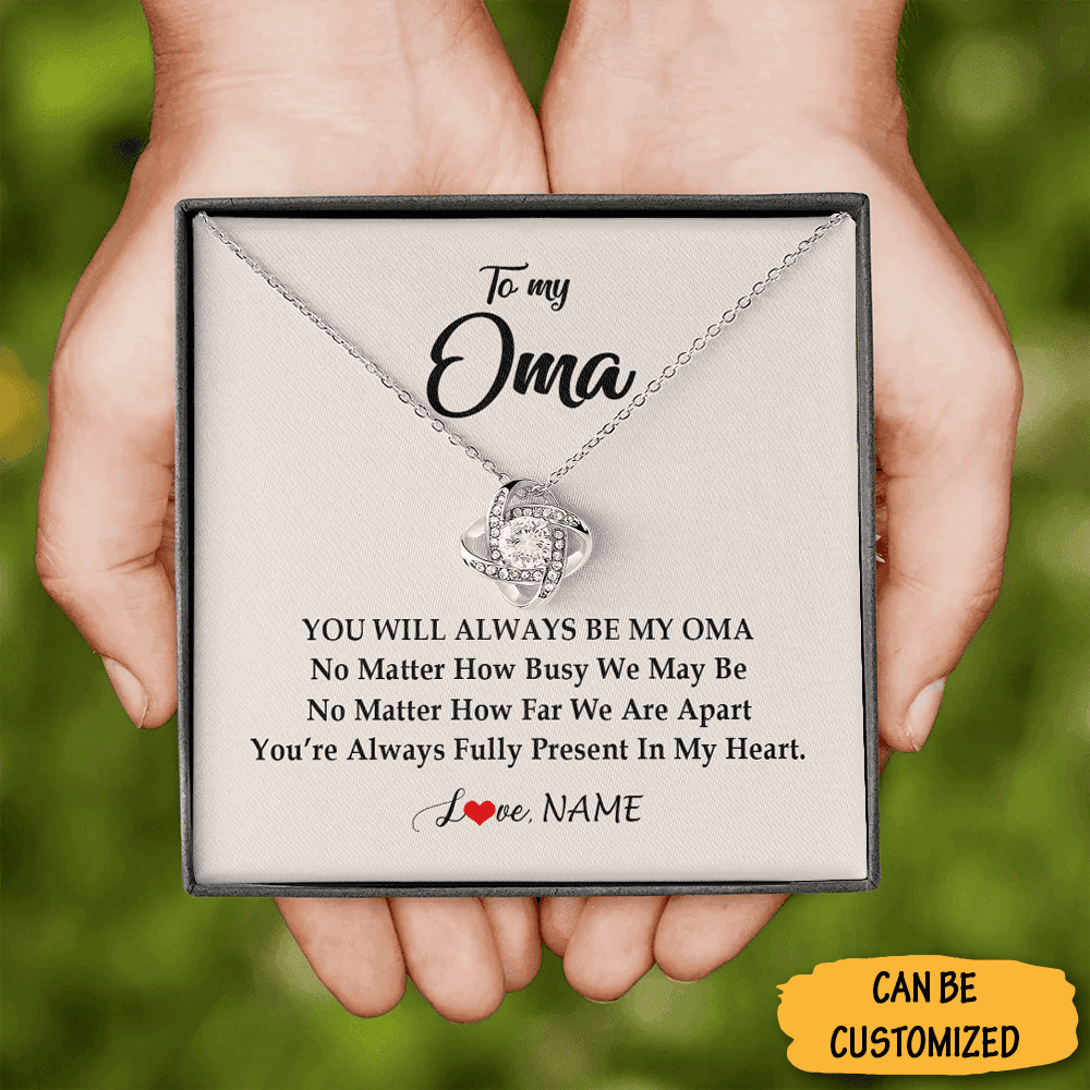 Personalized To My Oma Necklace Love Knot Silver Pendant Necklace Best Christmas Gifts For Oma Idea Personalized To My Oma Necklace Love Knot Silver Pendant Necklace Best Christmas Gifts For Oma Idea