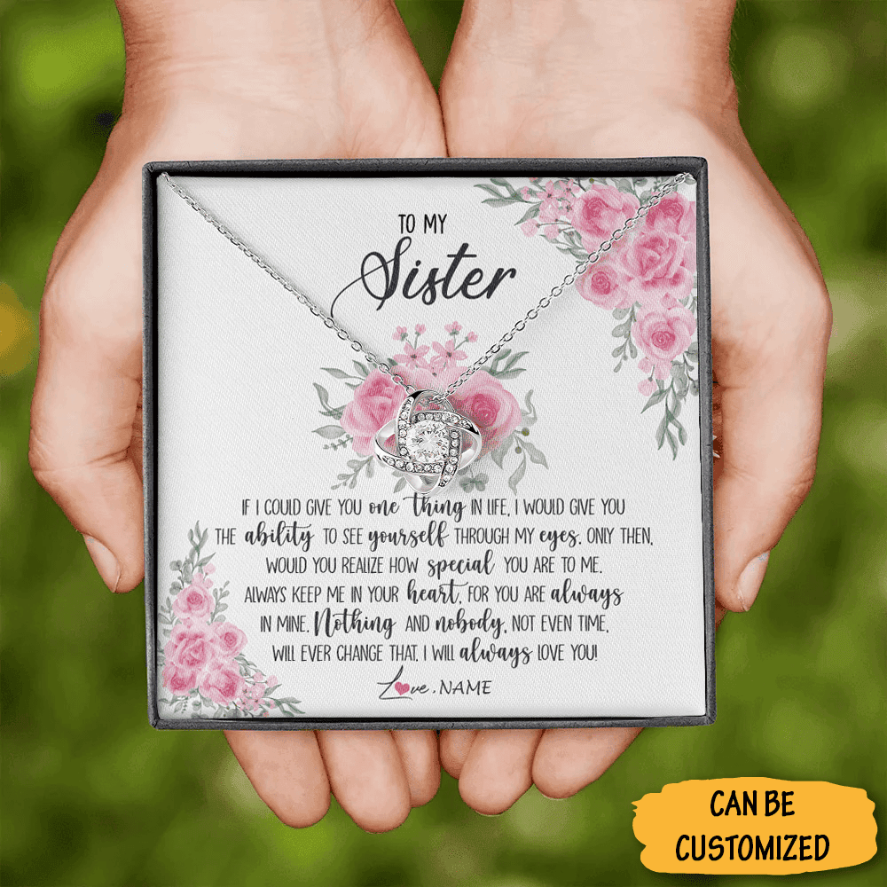 Personalized To My Sister Love Knot Necklace I Will Always Love You Necklace For Sister Birthday Gifts Box Personalized To My Sister Love Knot Necklace I Will Always Love You Necklace For Sister Birthday Gifts Box