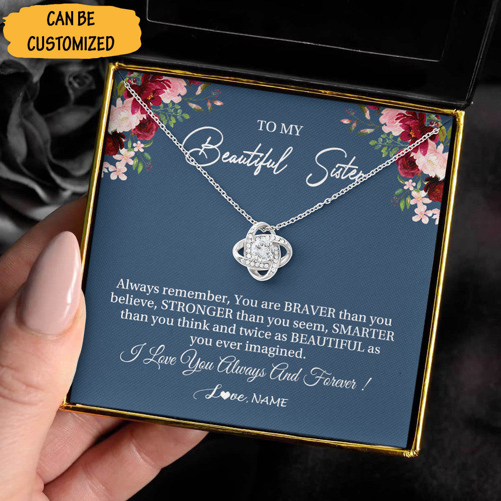 Personalized To My Sister Necklace Love Knot Necklace Jewelry Christmas Gift For Sister Who Has Everything Personalized To My Sister Necklace Love Knot Necklace Jewelry Christmas Gift For Sister Who Has Everything