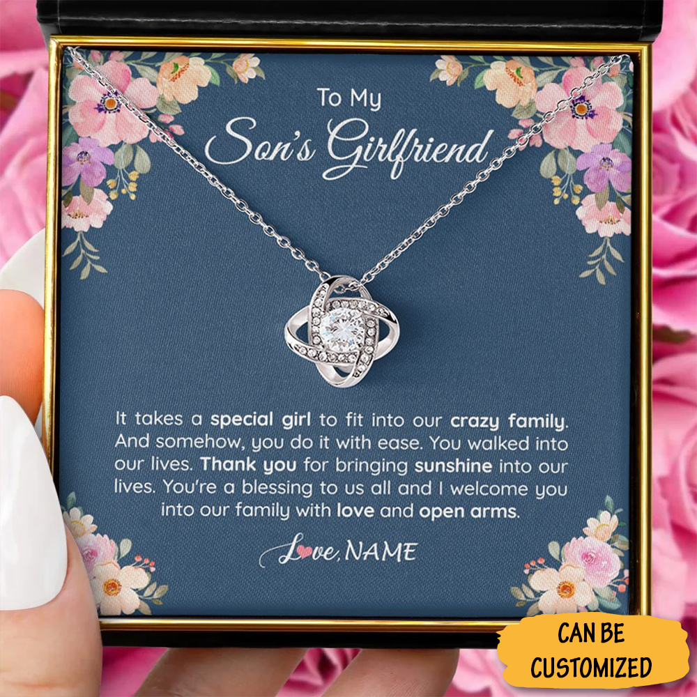 Personalized To My Son's Girlfriend Necklace Love Knot Necklace Christmas Gift Ideas For Son's Girlfriend
