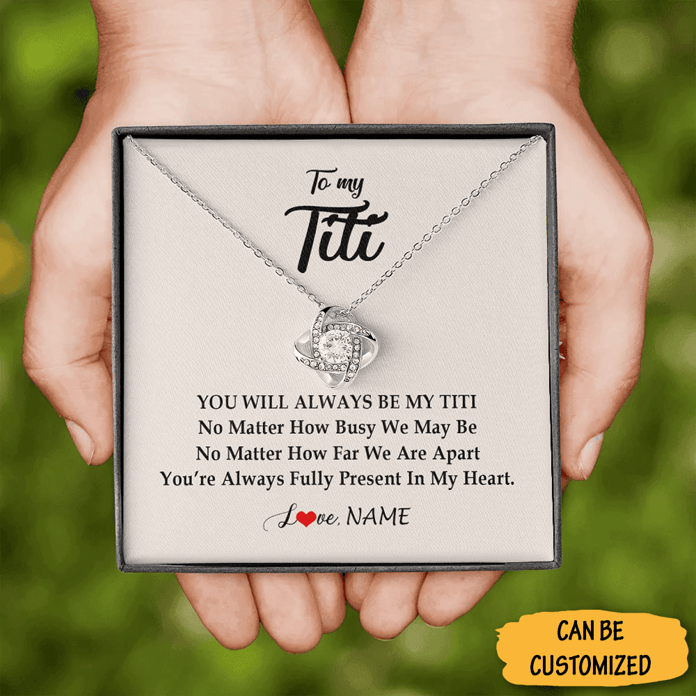 Personalized To My Titi Necklace Sterling Silver Love Knot Necklace Titi Birthday Gifts