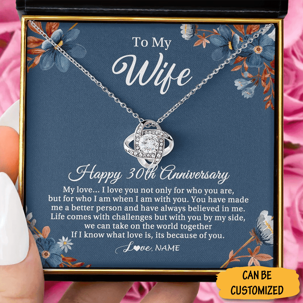 Personalized To My Wife Necklace Love Knot Silver Necklace Happy 30Th Wedding Anniversary Gifts For Her Personalized To My Wife Necklace Love Knot Silver Necklace Happy 30Th Wedding Anniversary Gifts For Her