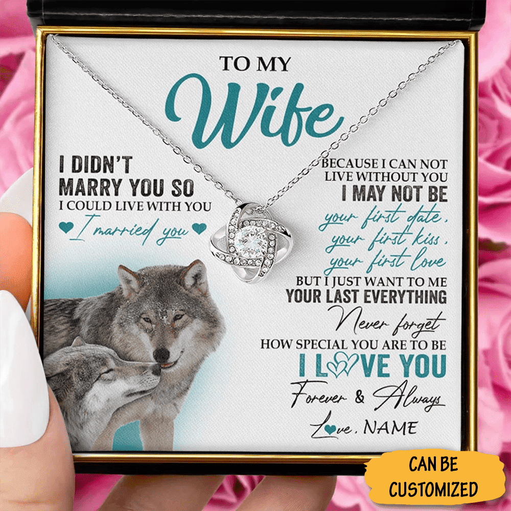 Personalized To My Wife Necklace Love Knot Silver Necklace Special Best Birthday Gift For Wife