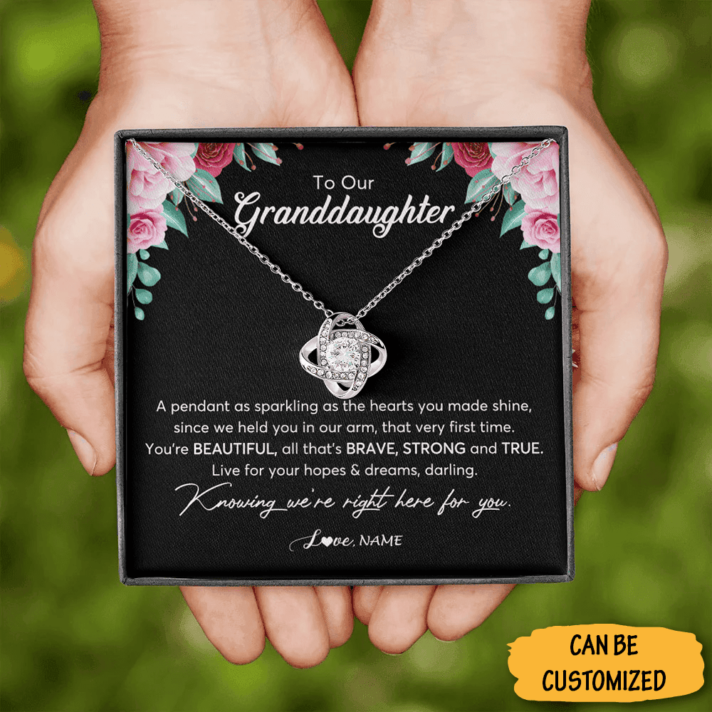 Personalized To Our Granddaughter Love Knot Necklace Silver To My Granddaughter Necklace From Grandpa Grandma Personalized To Our Granddaughter Love Knot Necklace Silver To My Granddaughter Necklace From Grandpa Grandma