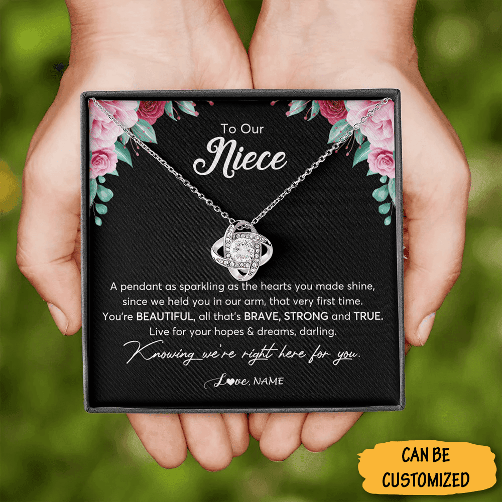Personalized To Our Niece Love Knot Necklace Silver To My Niece Necklace Jewellery Gifts From Aunt Uncle Ideas Personalized To Our Niece Love Knot Necklace Silver To My Niece Necklace Jewellery Gifts From Aunt Uncle Ideas