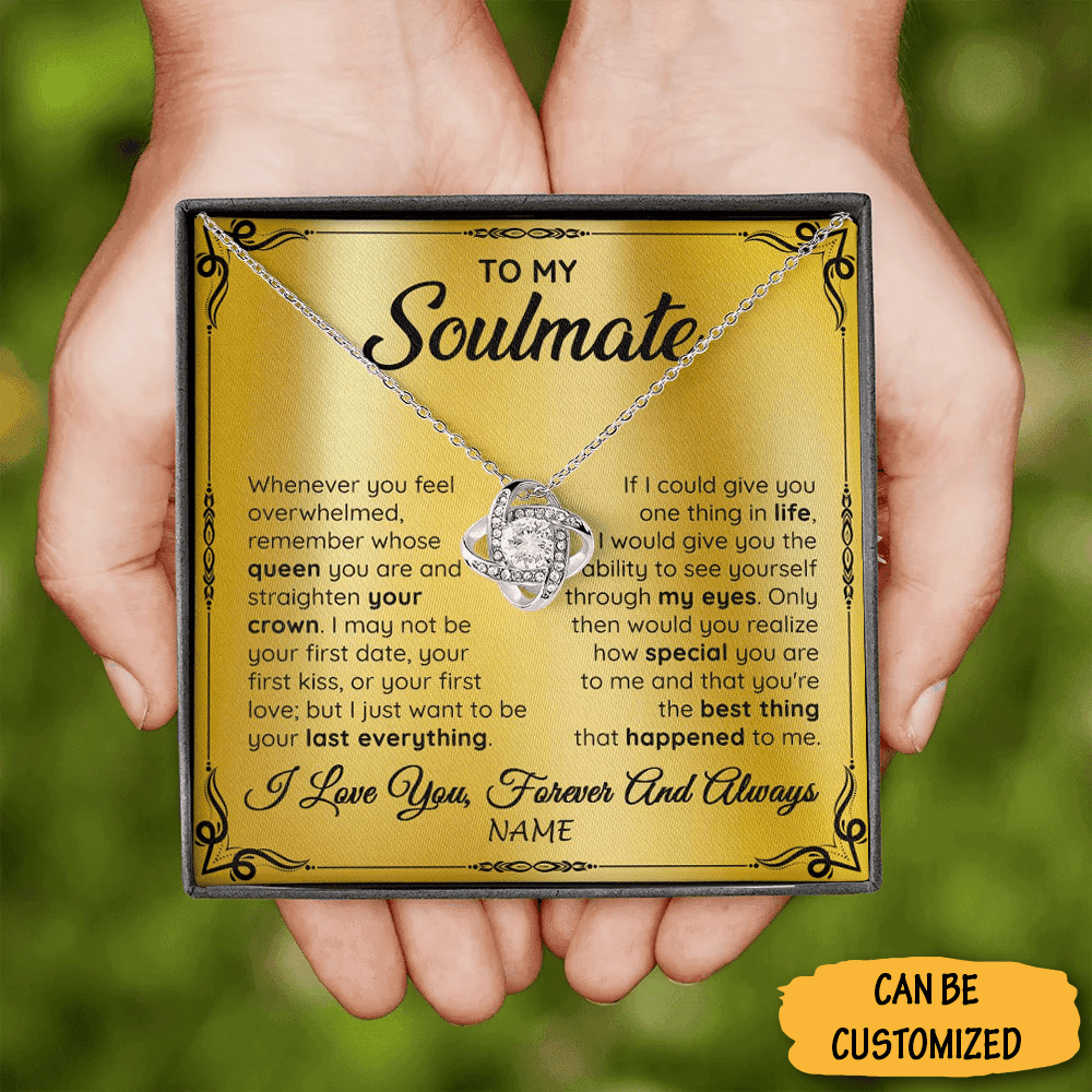 Personalized To Soulmate Necklace Sterling Silver Love Knot Necklace Jewelry Box Soulmate Gifts For Her