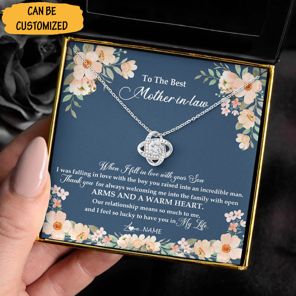 Personalized To The Best Mother-In-Law Love Knot Silver Necklace Love Knot Jewellery Birthday Gift For Mother In Law Personalized To The Best Mother-In-Law Love Knot Silver Necklace Love Knot Jewellery Birthday Gift For Mother In Law