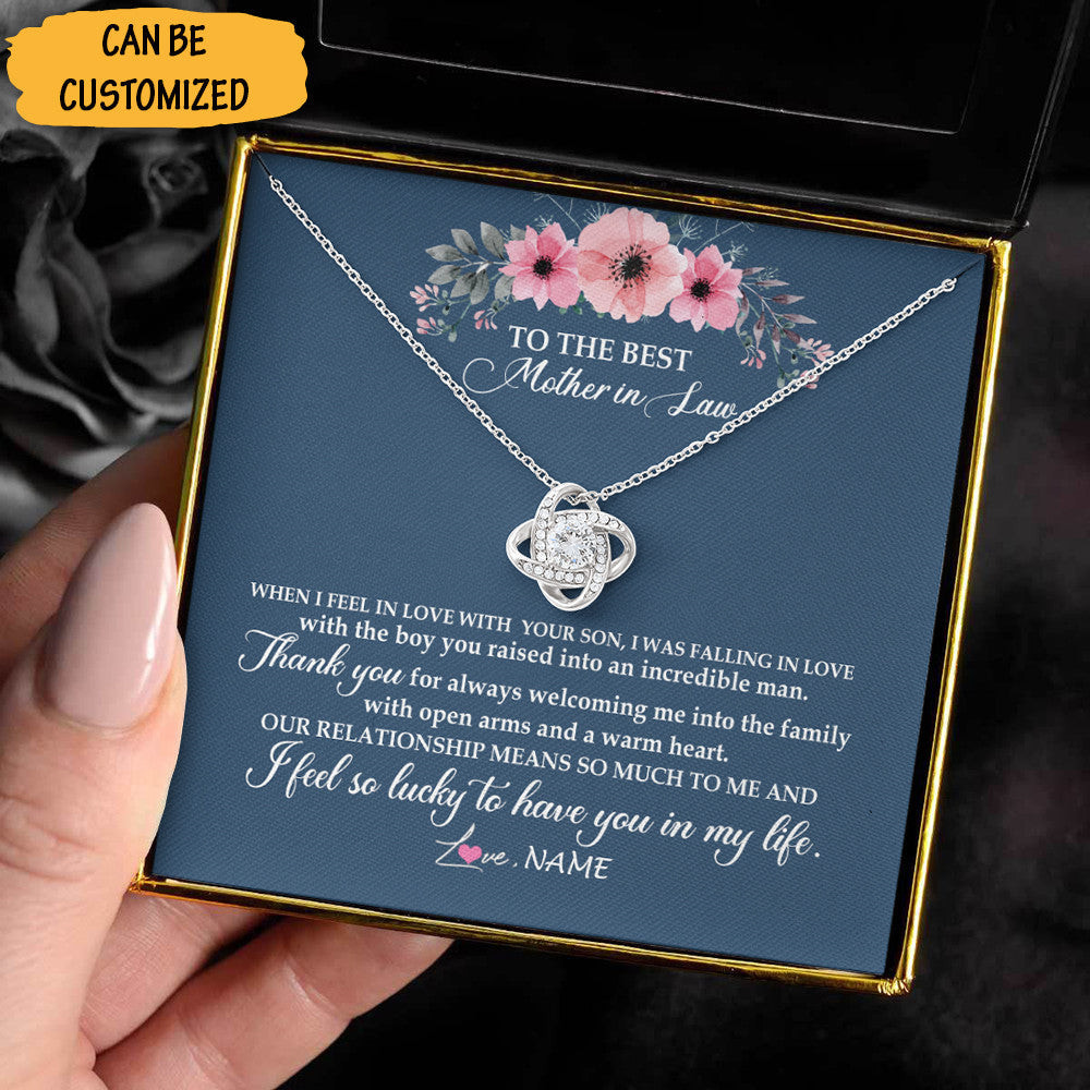 Personalized To The Best Mother-In-Law Love Knot Silver Necklace Mother In Law Necklace From Daughter In Law Personalized To The Best Mother-In-Law Love Knot Silver Necklace Mother In Law Necklace From Daughter In Law