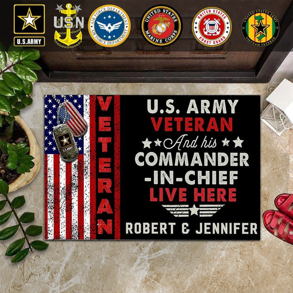Personalized US Army Veteran And His Commander-In-Chief Doormat Proud Army Veteran Gift Ideas Personalized US Army Veteran And His Commander-In-Chief Doormat Proud Army Veteran Gift Ideas