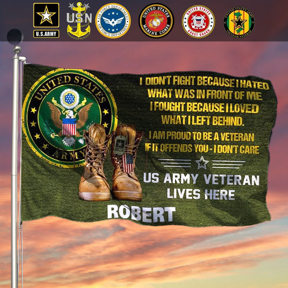 Personalized US Army Veteran Lives Here Flag Military Boots Patriotic Veteran Yard Flag Personalized US Army Veteran Lives Here Flag Military Boots Patriotic Veteran Yard Flag