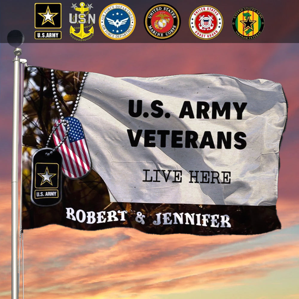 Personalized Veteran Family Lives Here Flag To Honor Veterans Home Decor Personalized Veteran Family Lives Here Flag To Honor Veterans Home Decor