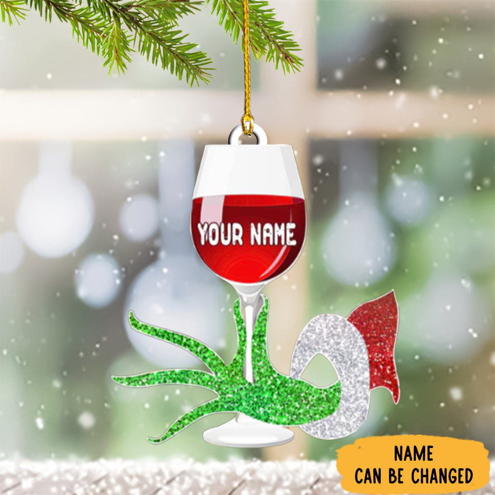 Personalized Wine Glass Christmas Ornament Wine Themed Christmas Tree Ornaments 2024