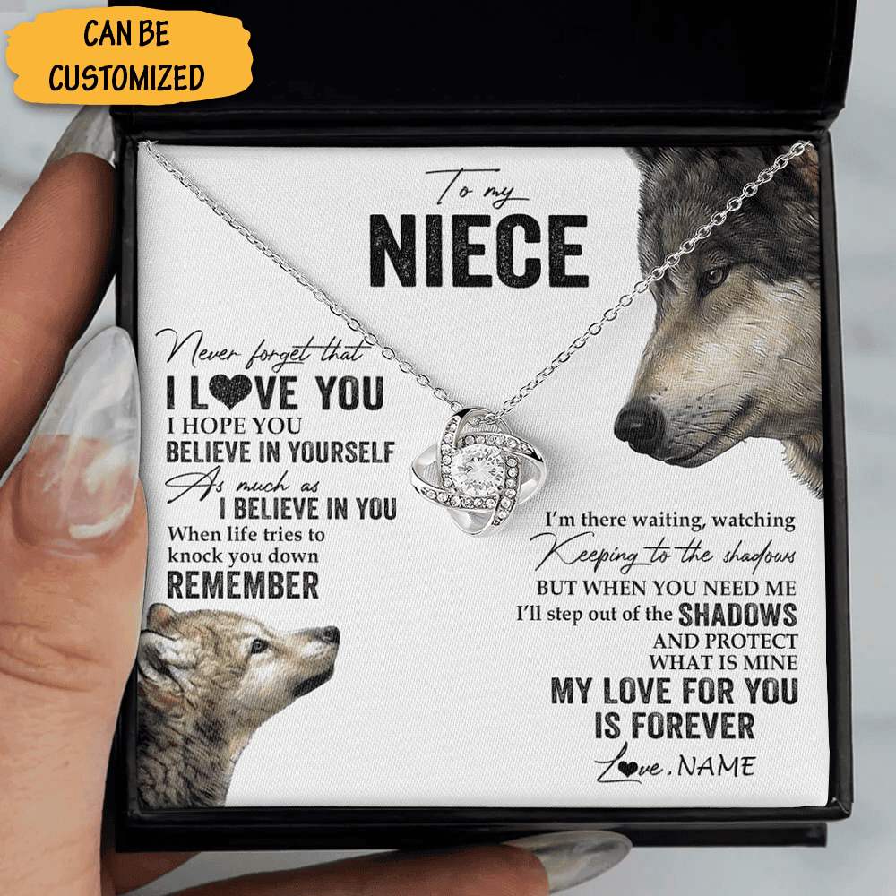 Personalized Wolf To My Niece Love Knot Necklace From Uncle Love Message Necklace With Message Card Gifts Personalized Wolf To My Niece Love Knot Necklace From Uncle Love Message Necklace With Message Card Gifts