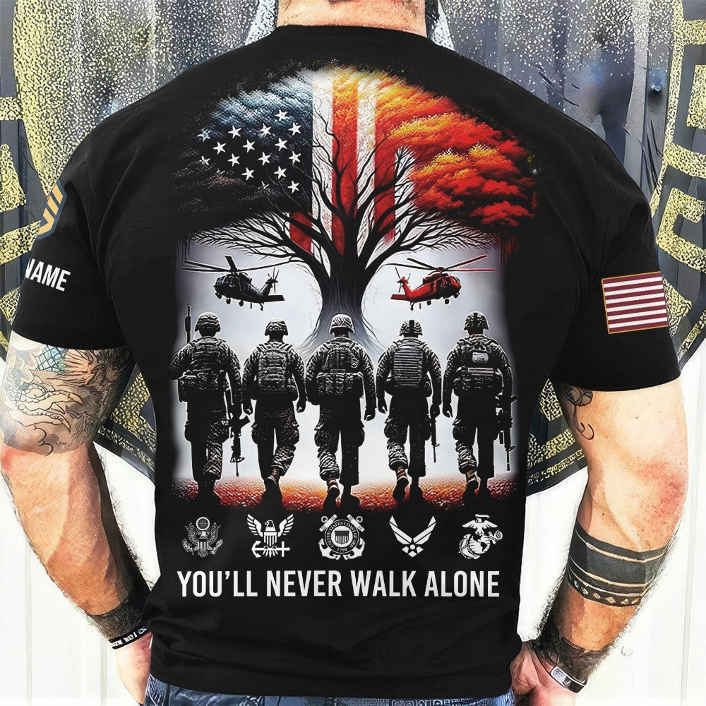 Personalized You'll Never Walk Alone Veteran Shirt Honor American Veteran Apparel
