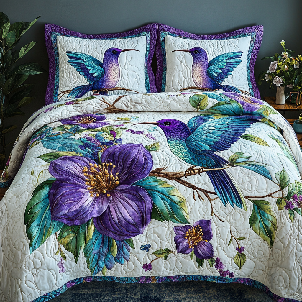 Petal Dance Quilted Bedding Set Duvet Cover Bed Sheet Set Great Hummingbird Lover Gifts Petal Dance Quilted Bedding Set Duvet Cover Bed Sheet Set Great Hummingbird Lover Gifts
