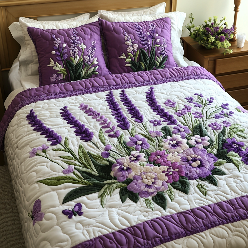 Petal Dreams Quilted Bedding Set Duvet Cover Bedspread Gifts For Lavender Lovers Petal Dreams Quilted Bedding Set Duvet Cover Bedspread Gifts For Lavender Lovers