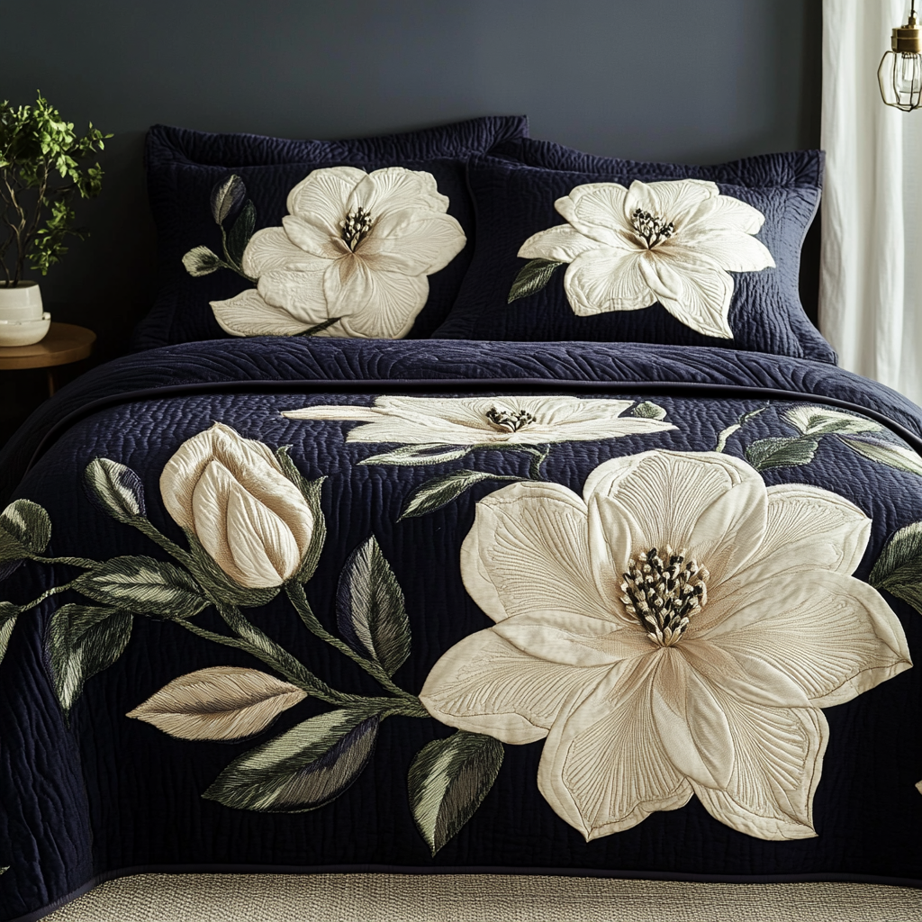 Petal Elegance Quilted Bedding Set Duvet Cover Bed Sheet Set Flower Presents Petal Elegance Quilted Bedding Set Duvet Cover Bed Sheet Set Flower Presents