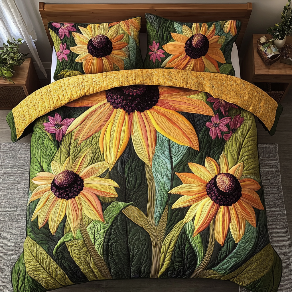 Petal Glow Quilted Bedding Set Duvet Cover Bedspread Flower Presents Petal Glow Quilted Bedding Set Duvet Cover Bedspread Flower Presents