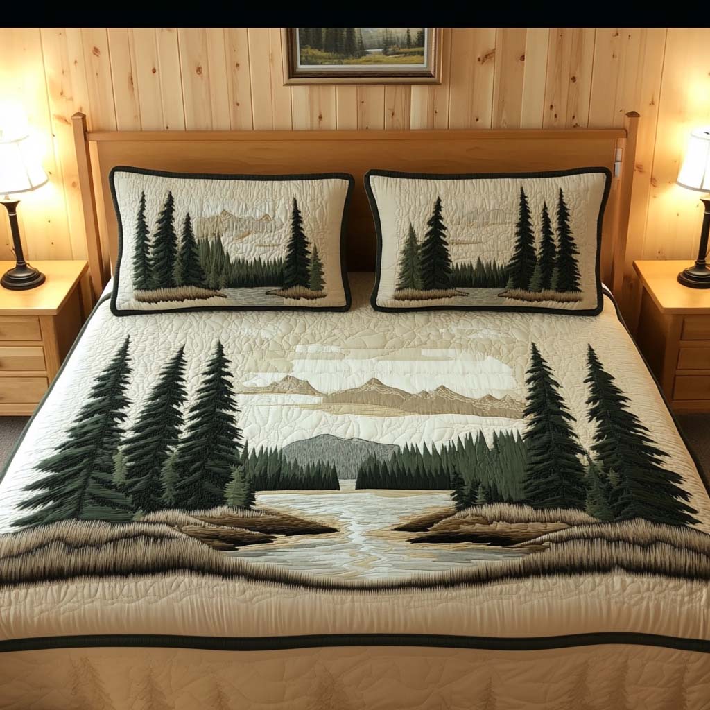 Pine Echo Quilted Bedding Set Duvet Cover Merch Great Family Gifts For Christmas