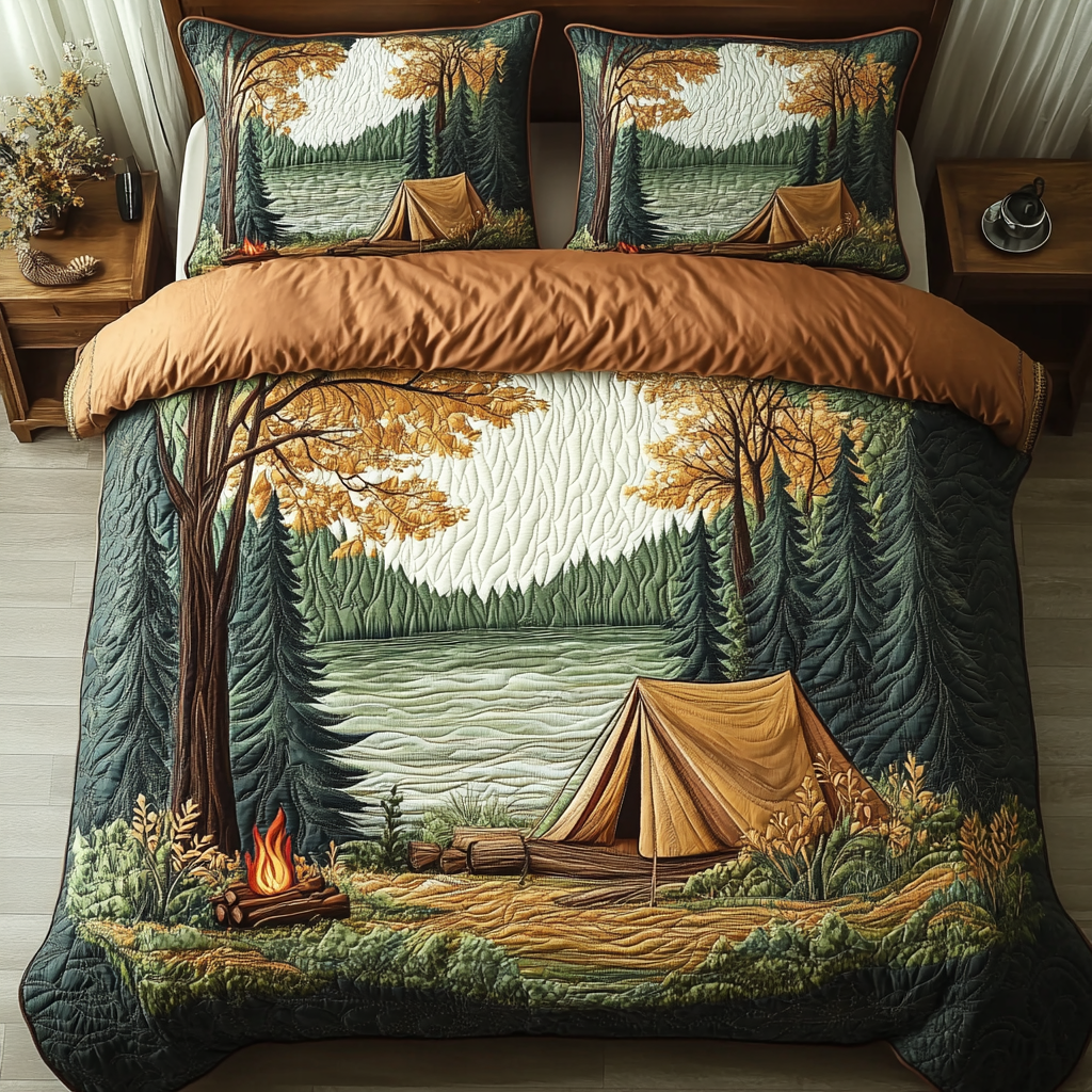 Pine Escape Quilted Bedding Set Duvet Cover Merch Camping Gifts For Dad Pine Escape Quilted Bedding Set Duvet Cover Merch Camping Gifts For Dad