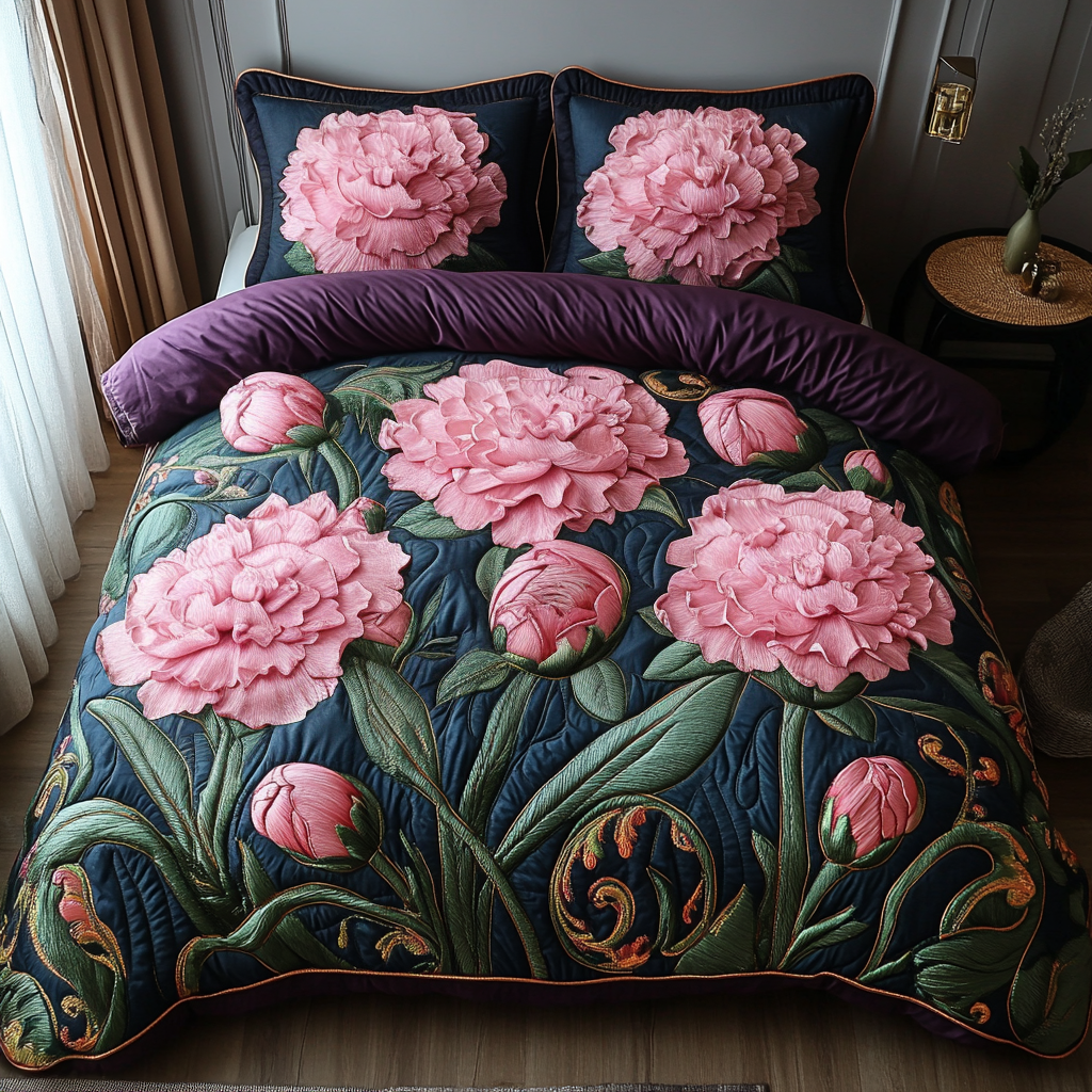 Pink Grace Quilted Bedding Set Duvet Cover Bedspread Best Gifts For Flower Lovers Pink Grace Quilted Bedding Set Duvet Cover Bedspread Best Gifts For Flower Lovers