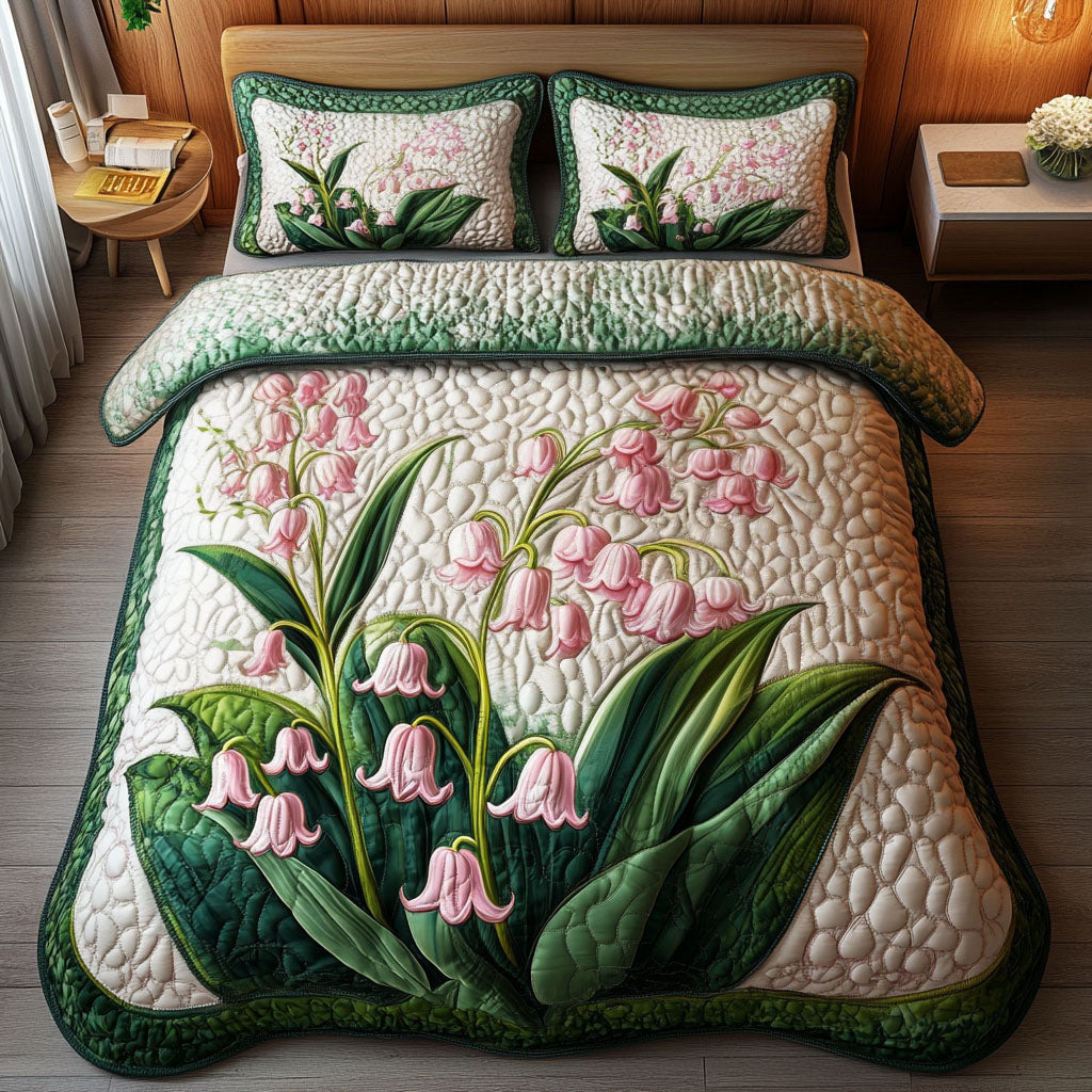 Pink Lily Garden Quilted Bedding Set Duvet Cover Bedspread Flower Lily Gifts For Women Pink Lily Garden Quilted Bedding Set Duvet Cover Bedspread Flower Lily Gifts For Women
