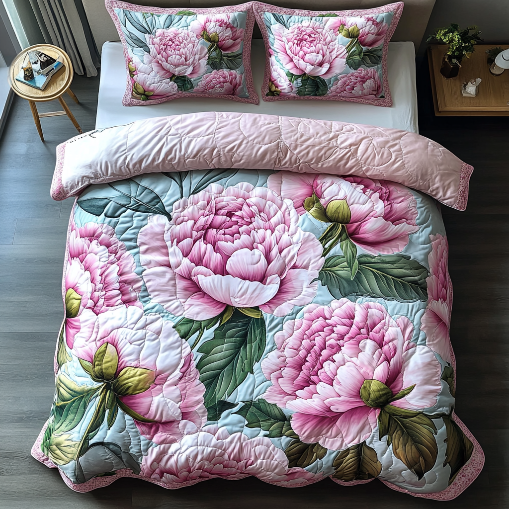 Pink Serenity Quilted Bedding Set Duvet Cover Bedspread Christmas Floral Gifts Pink Serenity Quilted Bedding Set Duvet Cover Bedspread Christmas Floral Gifts