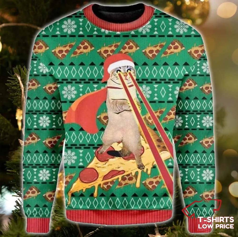 Pizza Cat With Laser Eyes Christmas Sweater Drax Christmas Sweater For Men Women S Pizza Cat With Laser Eyes Christmas Sweater Drax Christmas Sweater For Men Women S
