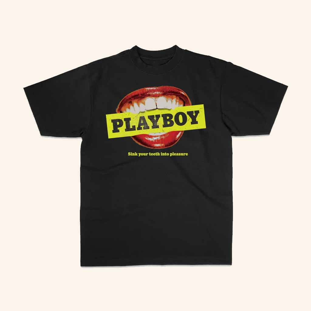 Playboy Merch Bite Sink Your Teeth Into Pleasure T-Shirt Presents For Boyfriend
