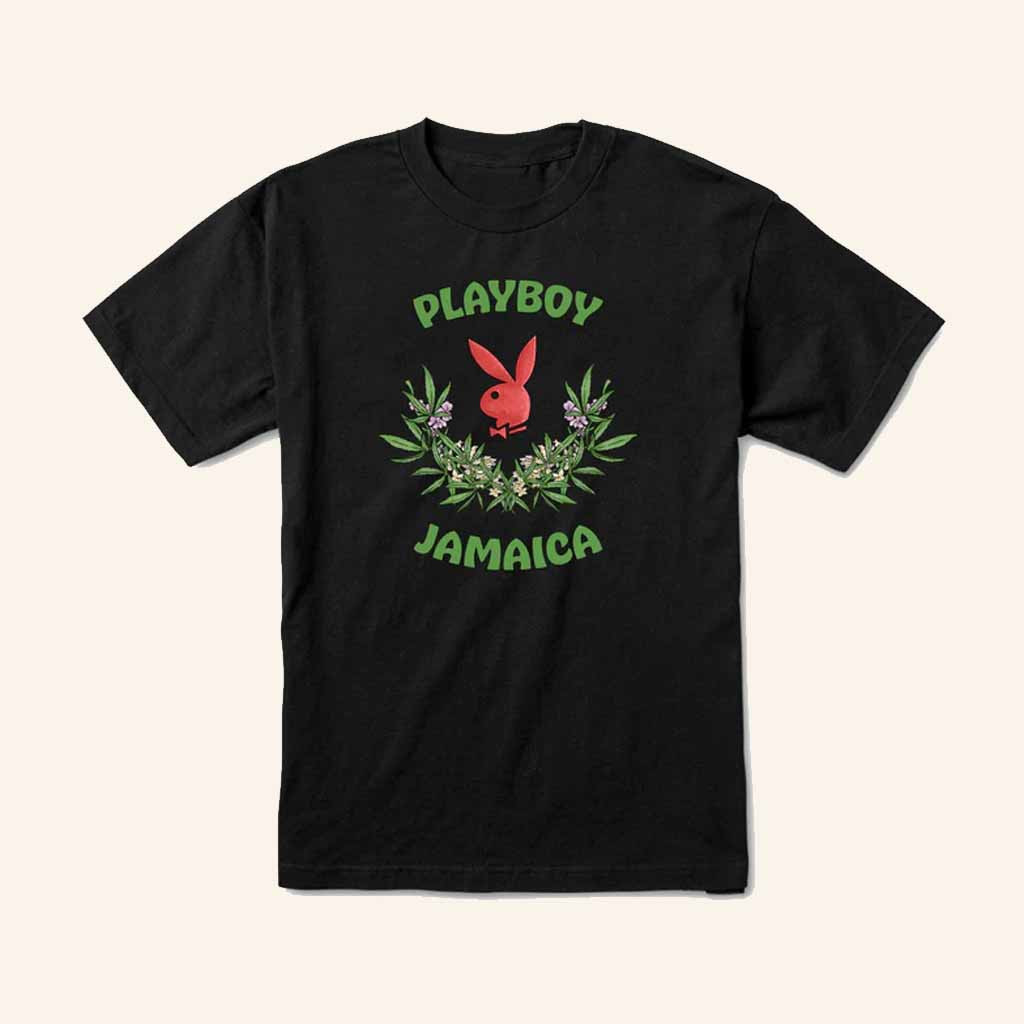 Playboy Merch Playboy Jamaica Logo Black T-Shirt Birthday Gift Ideas For Him Playboy Merch Playboy Jamaica Logo Black T-Shirt Birthday Gift Ideas For Him