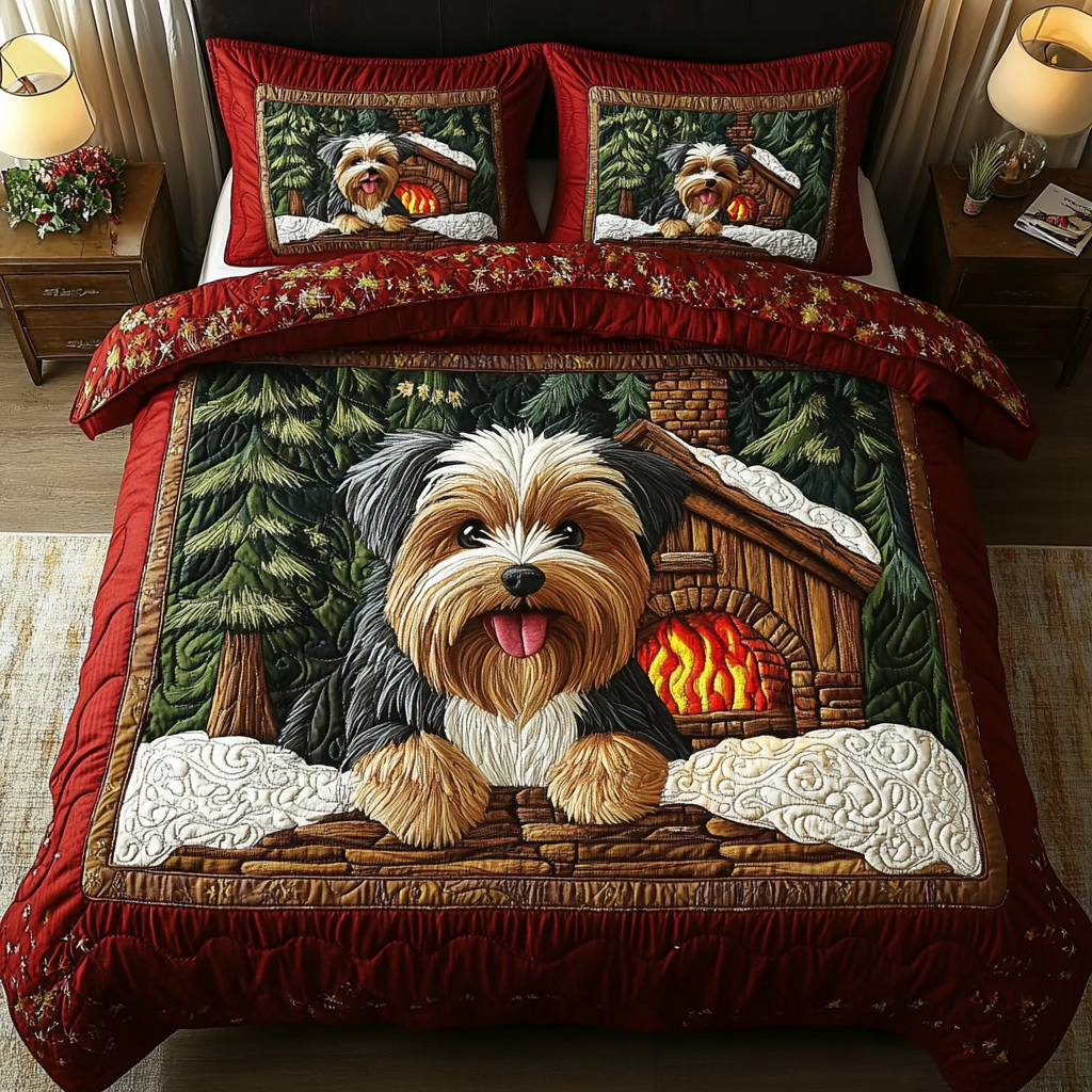 Playful Pup Quilted Bedding Set Duvet Cover Bed Sheet Set Gifts For Yorkshire Terrier Lovers Playful Pup Quilted Bedding Set Duvet Cover Bed Sheet Set Gifts For Yorkshire Terrier Lovers
