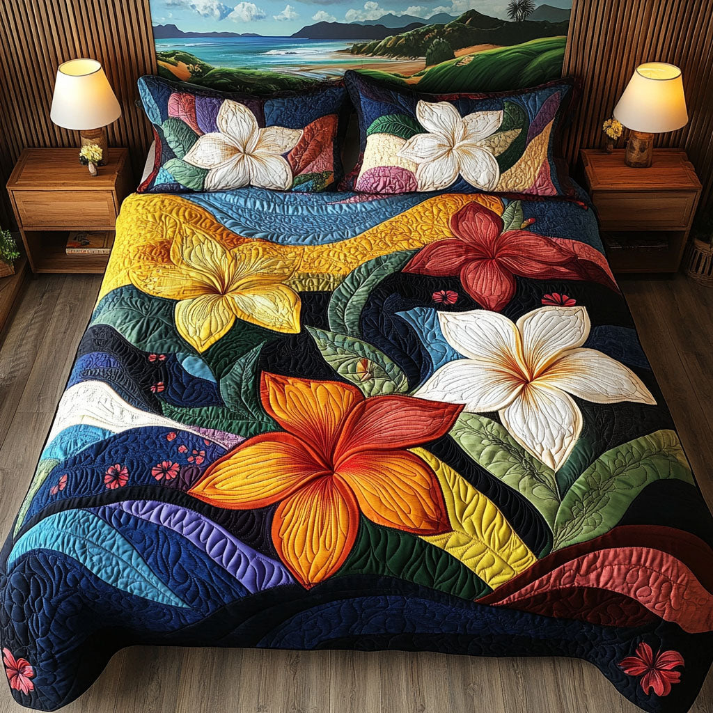 Plumeria Dream Quilted Bedding Set Duvet Cover Bed Sheet Set Christmas Gifts For Flower Lovers Plumeria Dream Quilted Bedding Set Duvet Cover Bed Sheet Set Christmas Gifts For Flower Lovers