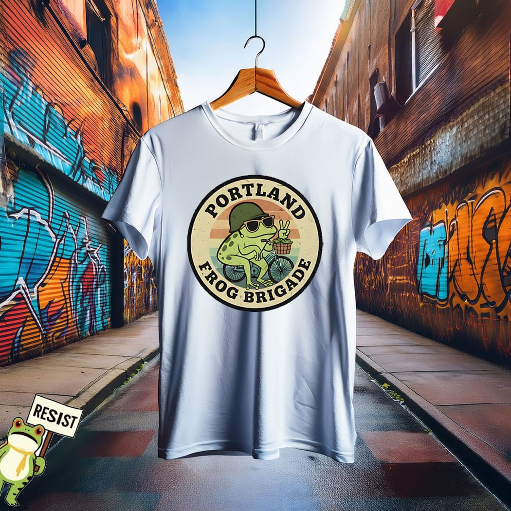 Portland Frog Brigade Shirt Funny Peace Frog On Bike T-Shirt 8647 Freedom Movement Merch Portland Frog Brigade Shirt Funny Peace Frog On Bike T-Shirt 8647 Freedom Movement Merch