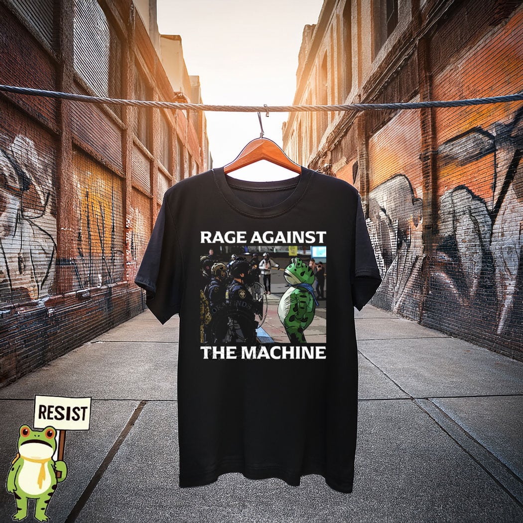 Portland Frog Protest T-Shirt, Rage Against The Machine Anti ICE Frog Merch