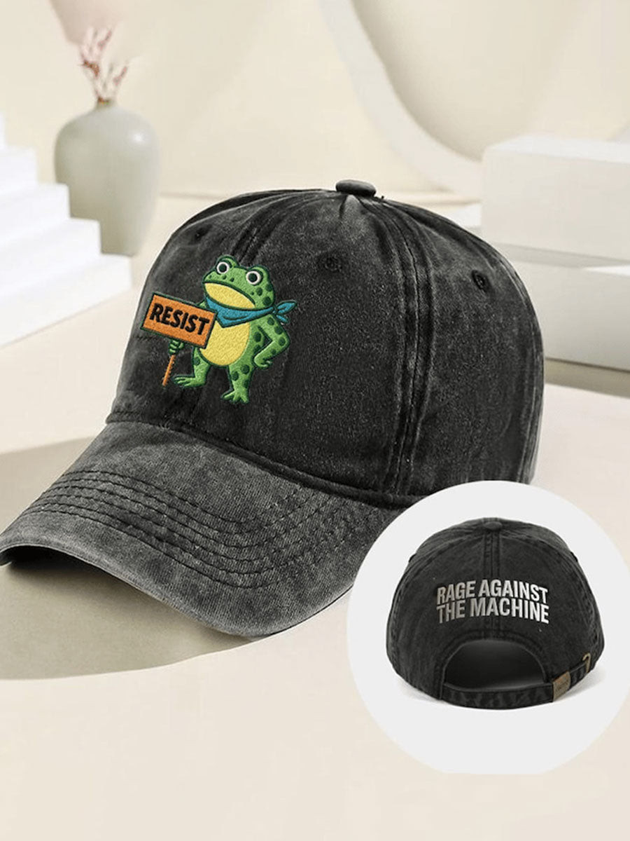 Portland Frog Resist Hat Embroidered Rage Against The Machine Hat Portland Frog Against ICE Merch Portland Frog Resist Hat Embroidered Rage Against The Machine Hat Portland Frog Against ICE Merch