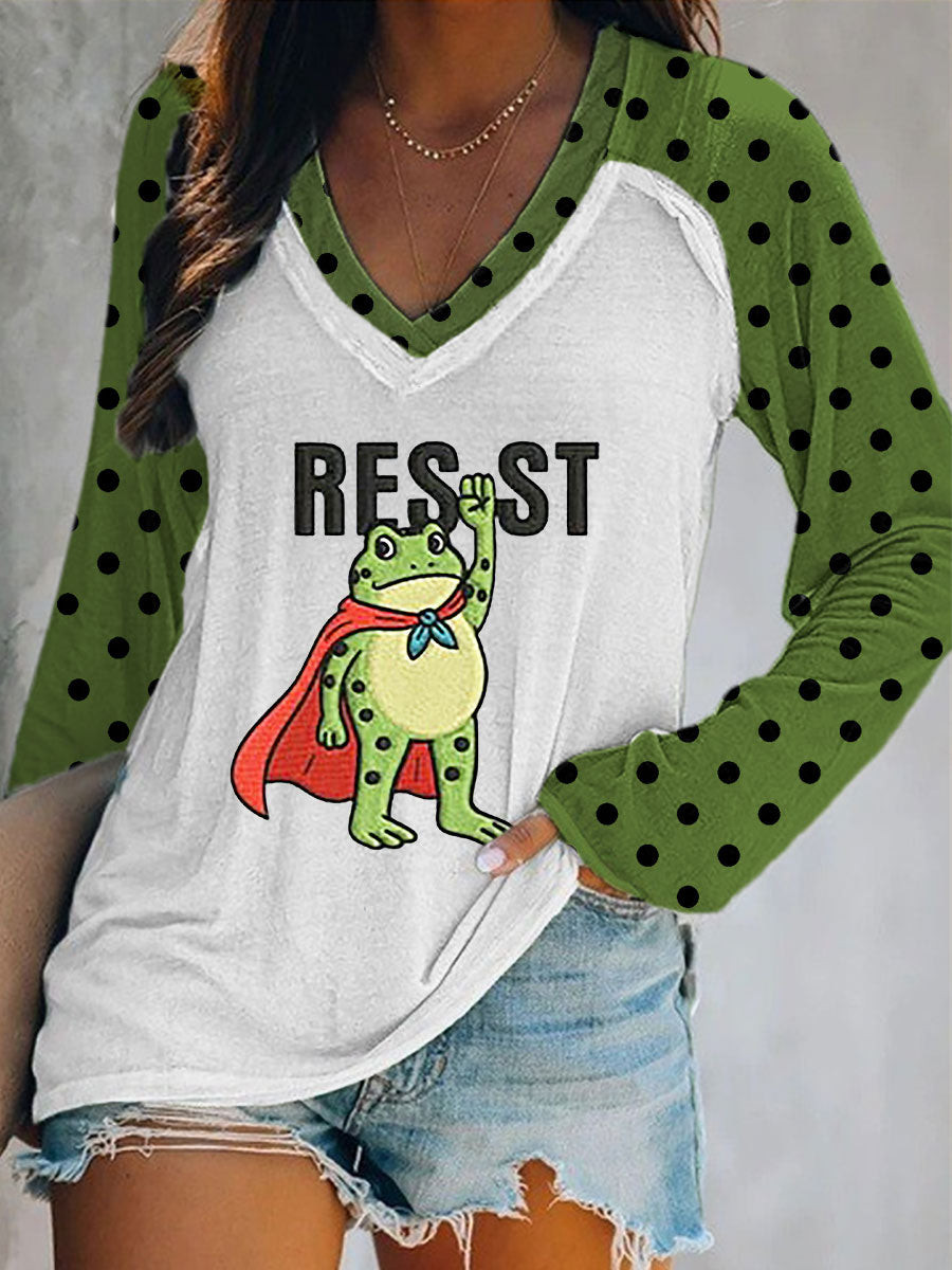 Portland Frog Resist Long Sleeve V-Neck T-Shirt Land Of The Free Because Of The Brave Shirt Portland Frog Resist Long Sleeve V-Neck T-Shirt Land Of The Free Because Of The Brave Shirt