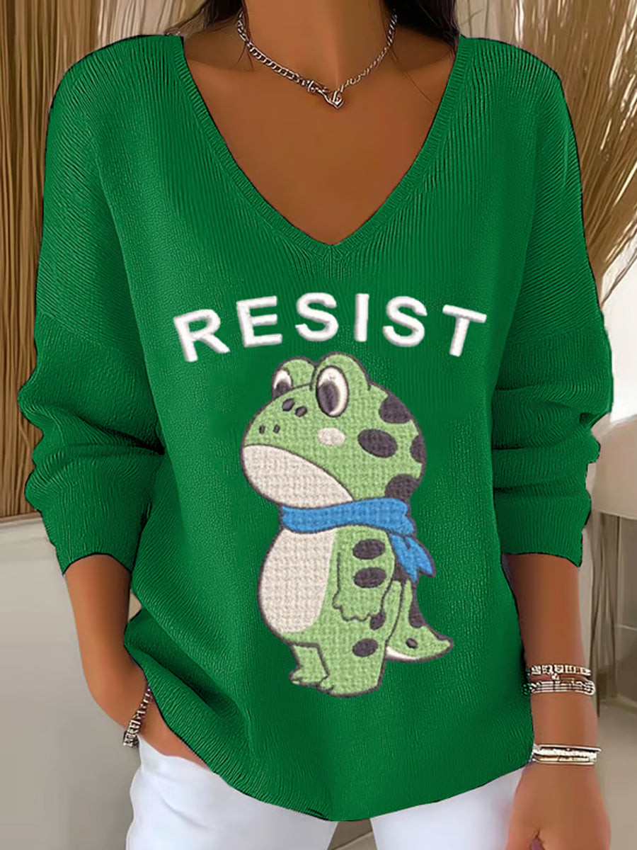 Portland Frog Resist Long V-neck T-Shirt No Kings In America Shirt 8647 Merch Women's Portland Frog Resist Long V-neck T-Shirt No Kings In America Shirt 8647 Merch Women's