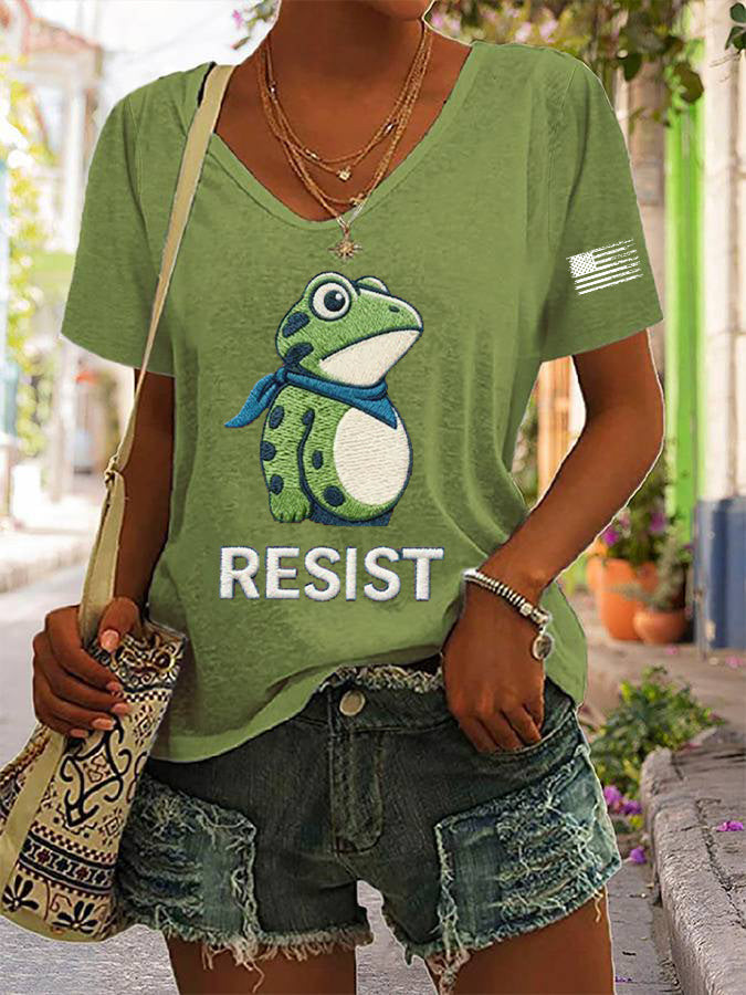 Portland Frog Resist V-Neck Shirt Anti Fascism Frog Shirt No Kings Merch Gifts For Activists Portland Frog Resist V-Neck Shirt Anti Fascism Frog Shirt No Kings Merch Gifts For Activists