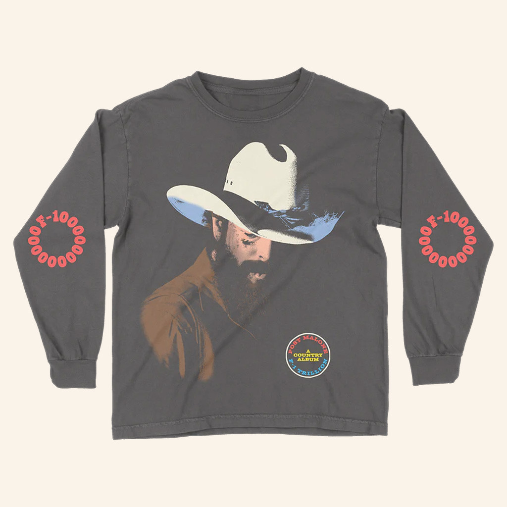 Post Malone Merch F1 Trillion Western Long Sleeve Shirt Cool Gifts For Music Lovers