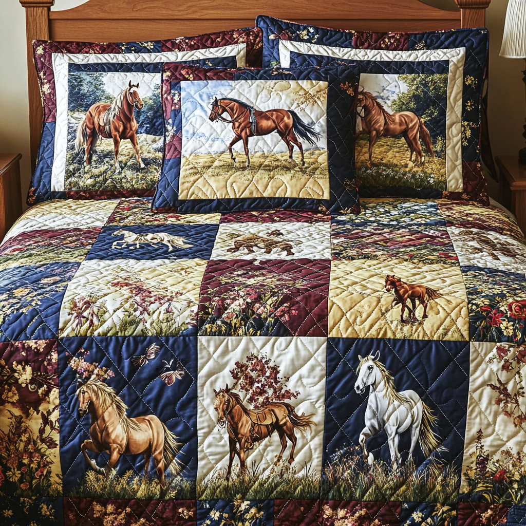 Prairie Horse Quilted Bedding Set Duvet Cover Bed Sheet Set Gifts For Horse Lovers Woman Prairie Horse Quilted Bedding Set Duvet Cover Bed Sheet Set Gifts For Horse Lovers Woman