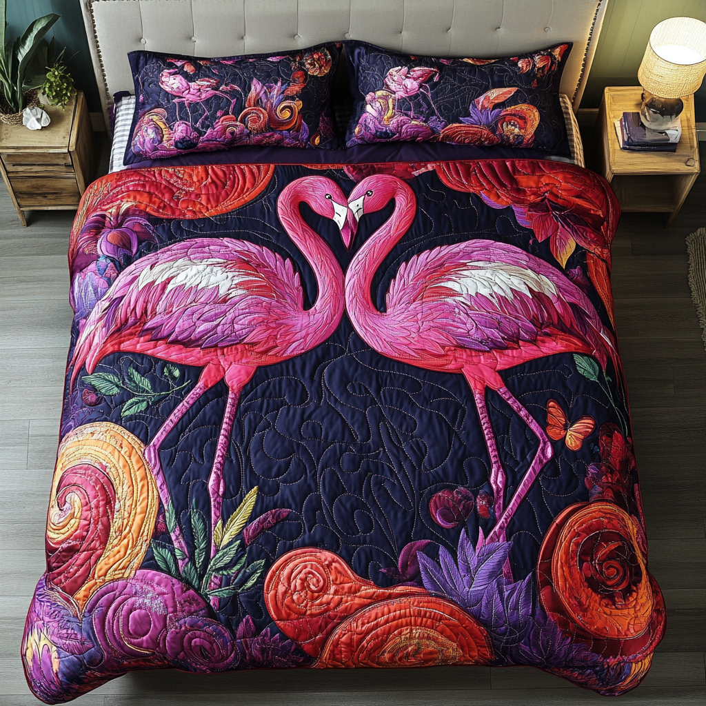 Pretty Plumage Quilted Bedding Set Duvet Cover Merch Flamingo Theme Gifts Pretty Plumage Quilted Bedding Set Duvet Cover Merch Flamingo Theme Gifts