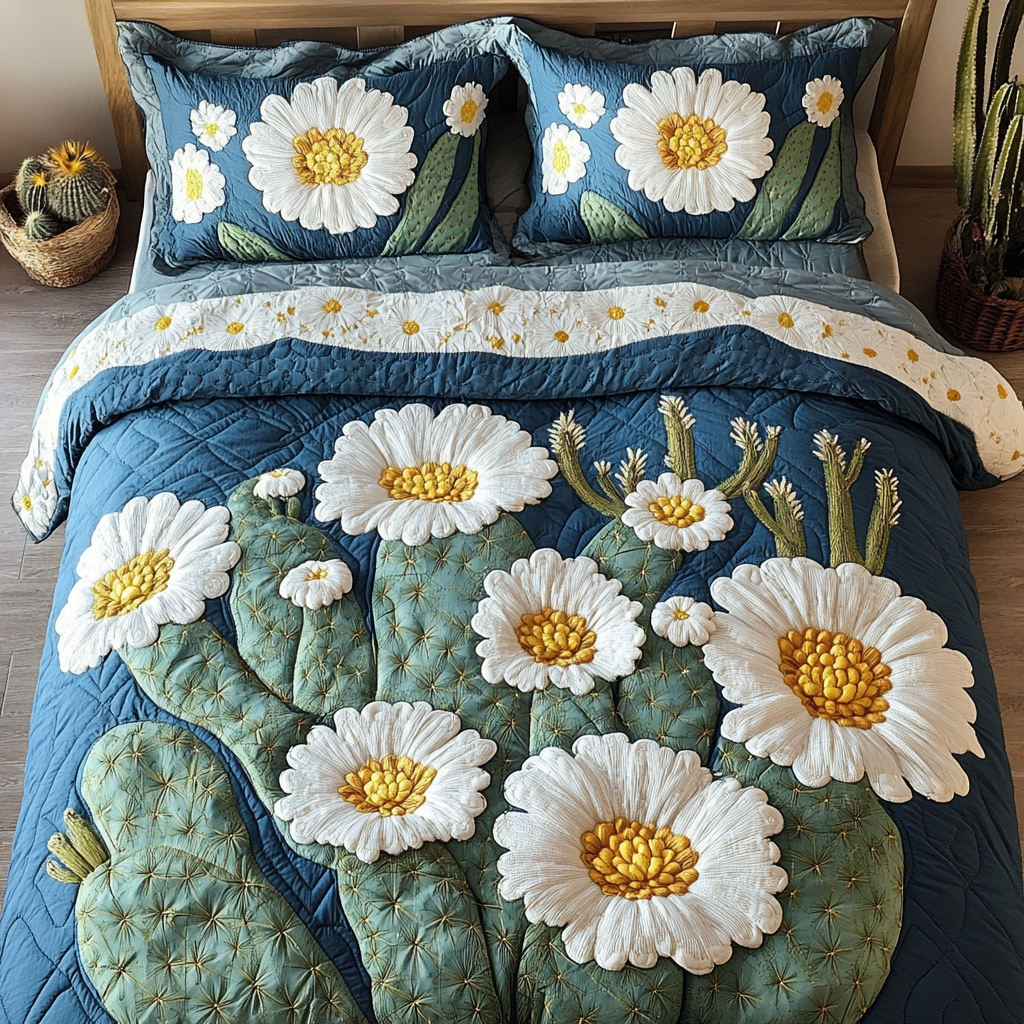 Prickly Blossom Quilted Bedding Set Duvet Cover Bedspread Best Cactus Related Gifts Prickly Blossom Quilted Bedding Set Duvet Cover Bedspread Best Cactus Related Gifts