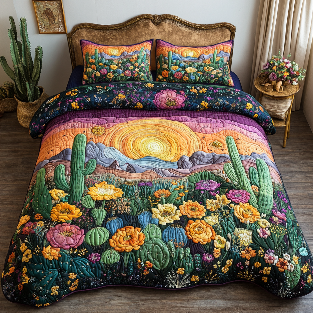 Prickly Paradise Quilted Bedding Set Duvet Cover Bedspread Christmas Cactus Gift Prickly Paradise Quilted Bedding Set Duvet Cover Bedspread Christmas Cactus Gift