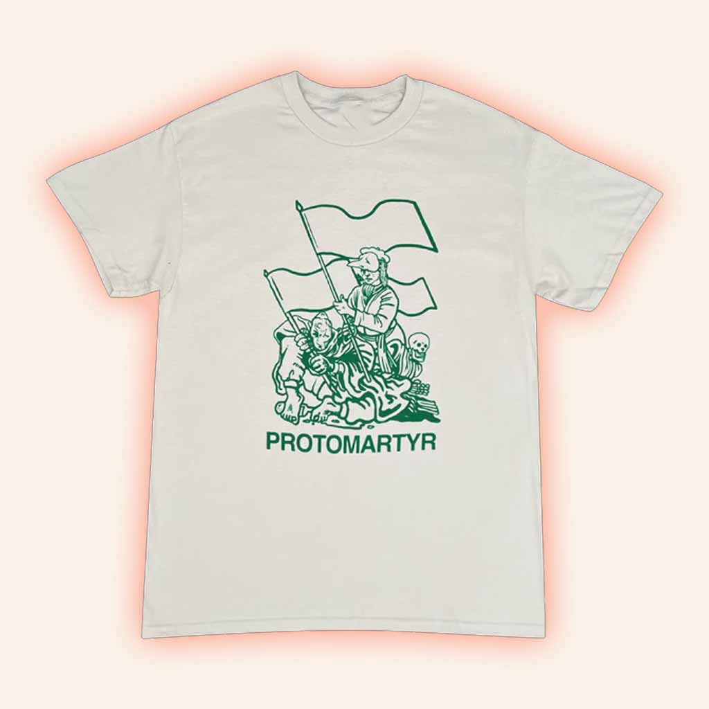 Protomartyr Merch Flag Bearer Skull T-Shirt Presents For Music Lovers Protomartyr Merch Flag Bearer Skull T-Shirt Presents For Music Lovers